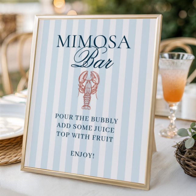 She's a catch Lobster Striped Mimosa Bar Poster (Creator Uploaded)