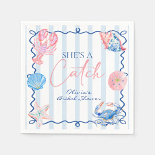 She's a Catch Preppy Coastal Bridal Shower Napkin