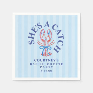 She's A Catch Summer Coastal Bachelorette Party Napkin