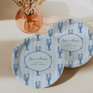 She's A Catch Summer Lobster Bridal Shower Paper Plate