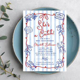 She's A Catch Whimsical Bridal Shower Invitation