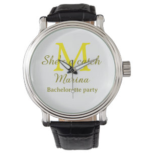 She's a catch yellow monogram bachelorette party n watch