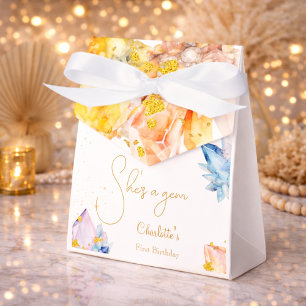 She's a Gem Birthday Crystals Girl's watercolor Favor Box