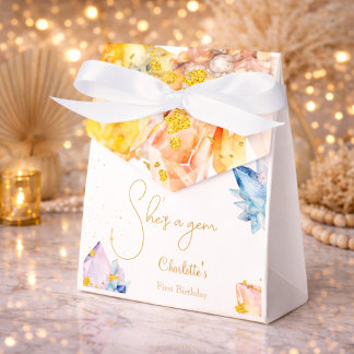 She's a Gem Birthday Crystals Girl's watercolor Favor Box