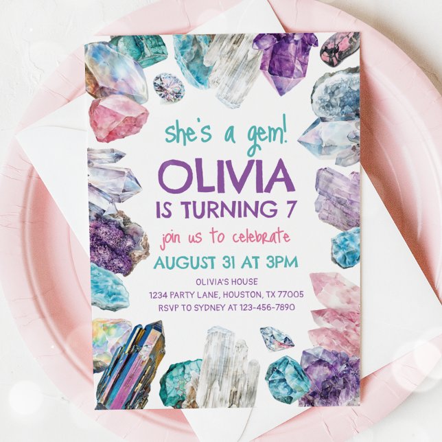 She's a Gem Geology Girl Birthday Invitation (Creator Uploaded)