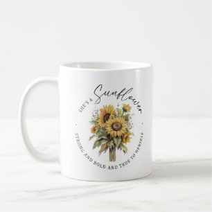 She's a Sunflower Strong and Bold Custom Monogram Coffee Mug