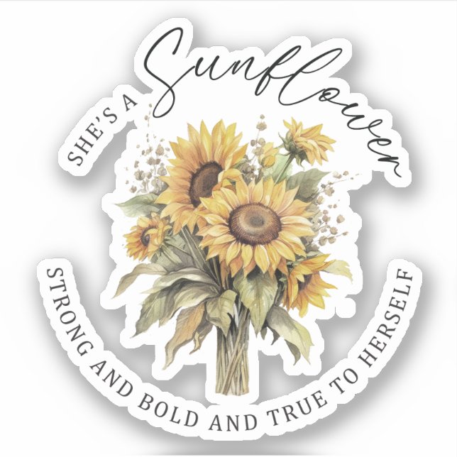 She's A Sunflower Vinyl Sticker (Front)