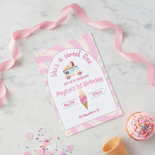 She's a sweet one! first birthday invitation