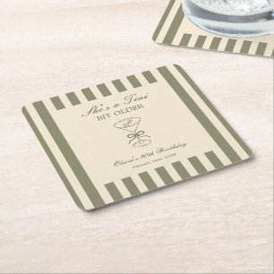 She's A Tini Bit Older Coffee Martini Birthday Square Paper Coaster