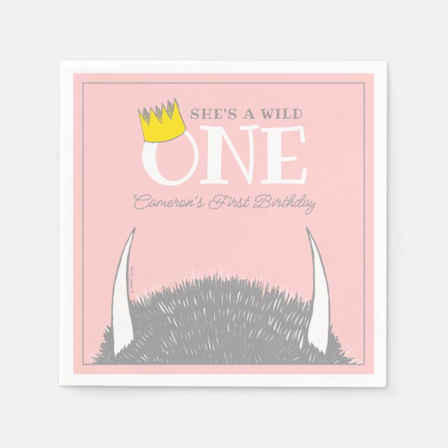 She's a Wild One - 1st Birthday Gold Crown Napkin (Front)