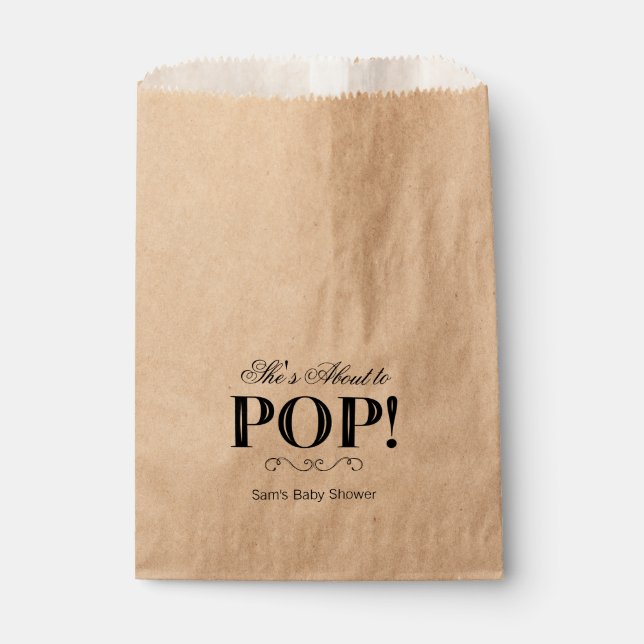 She's About to POP Baby Shower Favour Bags (Front)