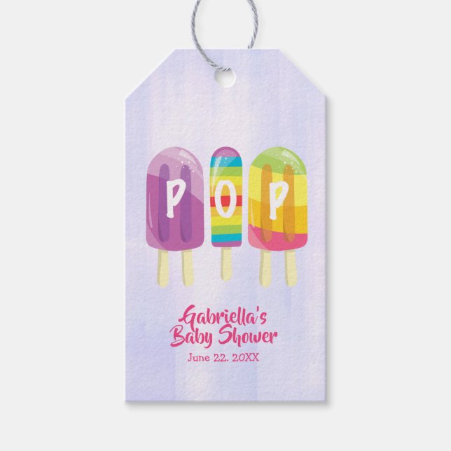 She's About To Pop Baby Shower Gift Tag (Front)