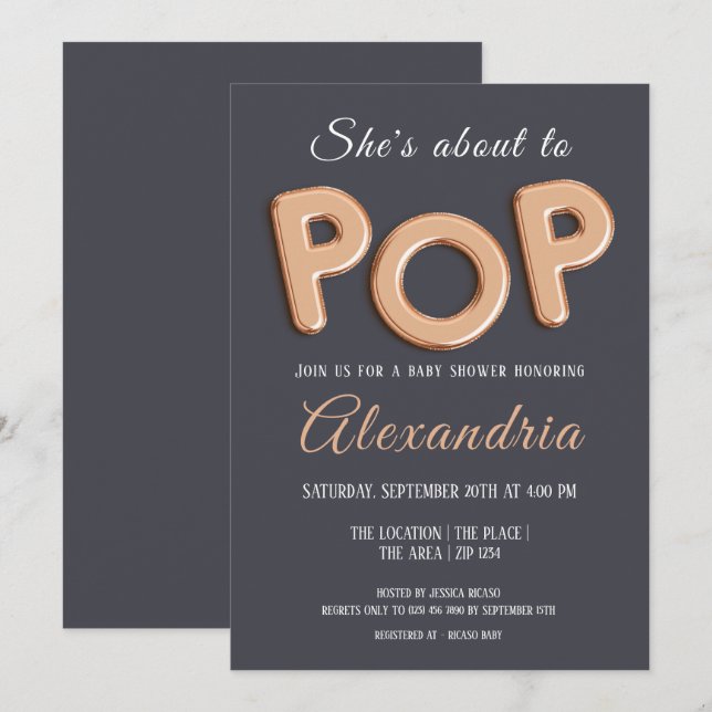 Shes About To Pop Baby Shower Unisex Invitation (Front/Back)