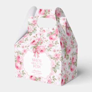 She's About to Pop Pink Bow Baby Shower Favor Box