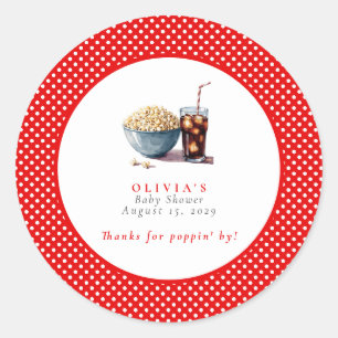 She's About to Pop Popcorn Pop Soda Baby Shower Classic Round Sticker