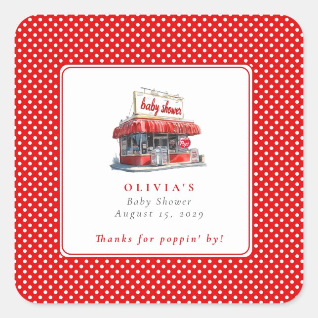 She's About to Pop Popcorn Pop Soda Baby Shower  Square Sticker (Front)