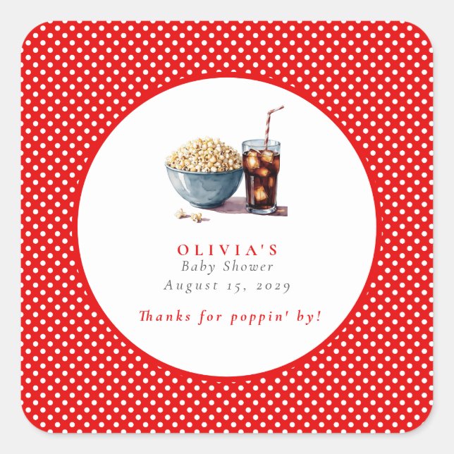 She's About to Pop Popcorn Pop Soda Baby Shower  Square Sticker (Front)