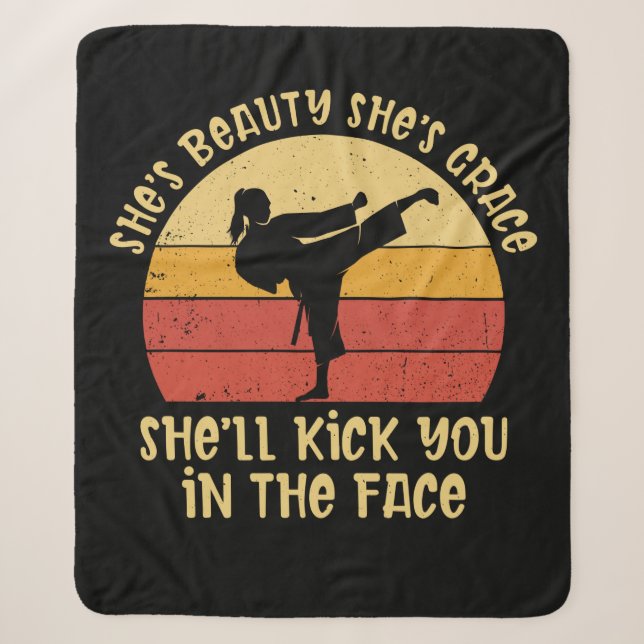 She's Beauty She's Grace She'll Kick You In The Fa Sherpa Blanket (Front)