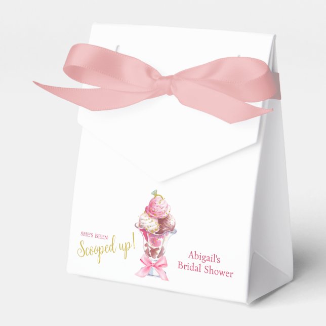 SHE'S BEEN SCOOPED UP BRIDAL SHOWER FAVOR BOX (Front Side)