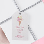She's Been Scooped Up Bridal Shower Gift Tags<br><div class="desc">This ice cream-themed bridal shower favour tag is decorated with watercolor florals and an ice cream cone.
The text says "She's been scooped up!" in stylish pink script typography.
Easily customizable.
Original Watercolor © Michele Davies.</div>
