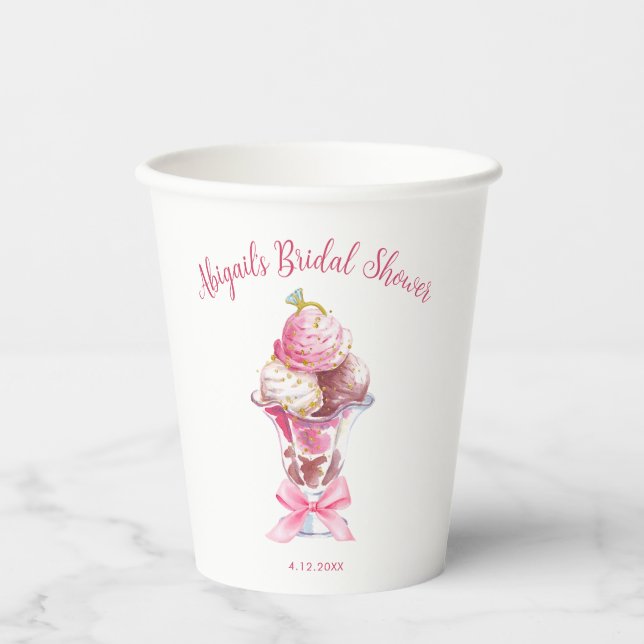 SHE'S BEEN SCOOPED UP BRIDAL SHOWER PAPER CUPS (Front)