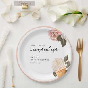 She's Been Scooped Up Bridal Shower Paper Plate