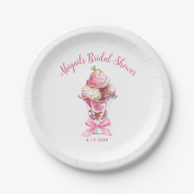 SHE'S BEEN SCOOPED UP BRIDAL SHOWER PAPER PLATE (Front)