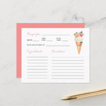 She's Been Scooped Up Bridal Shower Recipe Card
