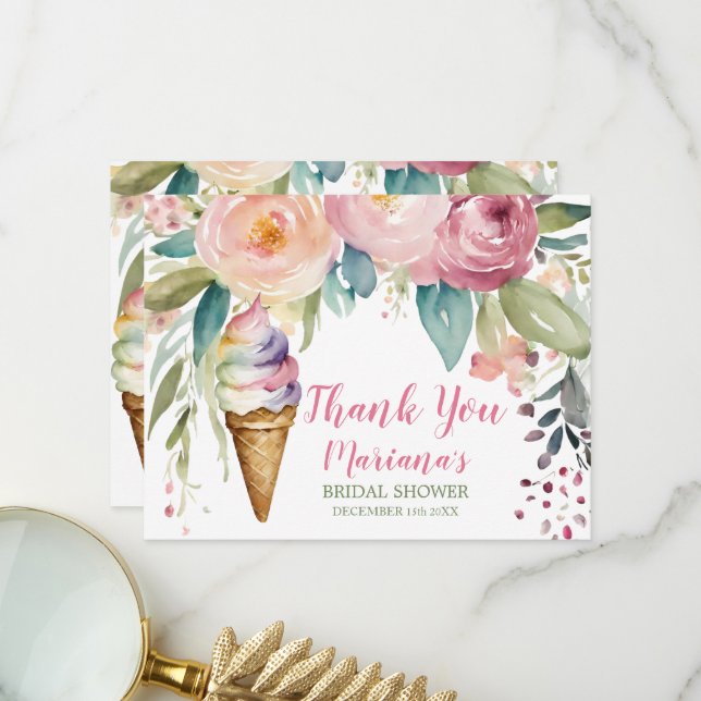She's Been Scooped Up Bridal Shower Thank you card (Front/Back In Situ)