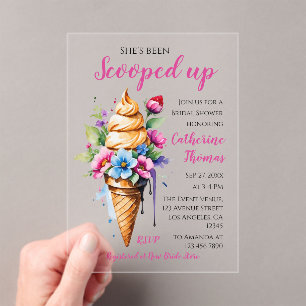 She's Been Scooped Up Ice Cream Bridal Shower Acrylic Invitations