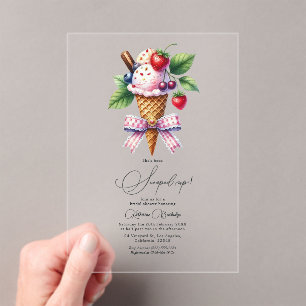"She's Been Scooped Up!" Ice Cream Bridal Shower Acrylic Invitations