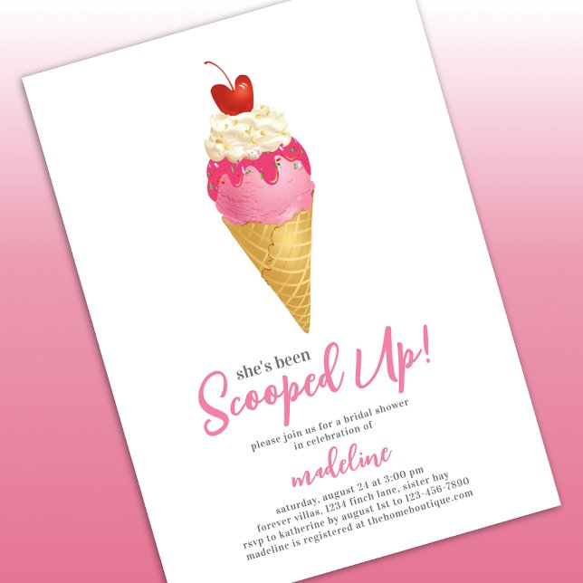 She's Been Scooped Up Ice Cream Bridal Shower Invitation (Creator Uploaded)