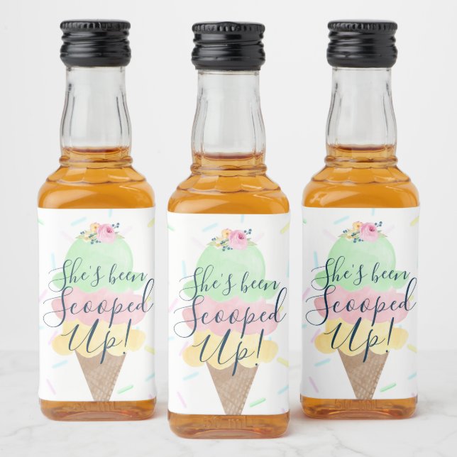 She's Been Scooped Up Ice Cream Bridal Shower Liquor Bottle Label (Bottles)