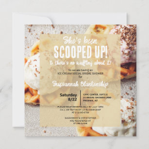 She's Been Scooped Up Ice Cream Heart Waffle  Invitation