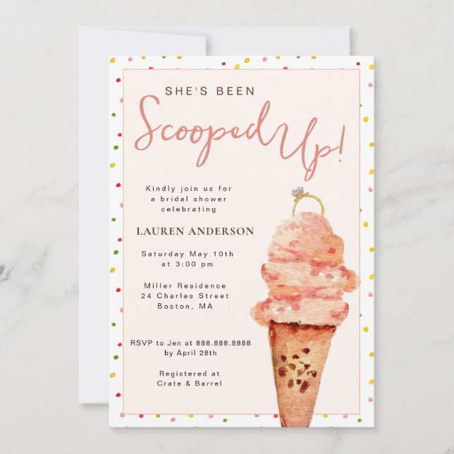 She's  been scooped up Pink Bridal Shower Invitation (Front)