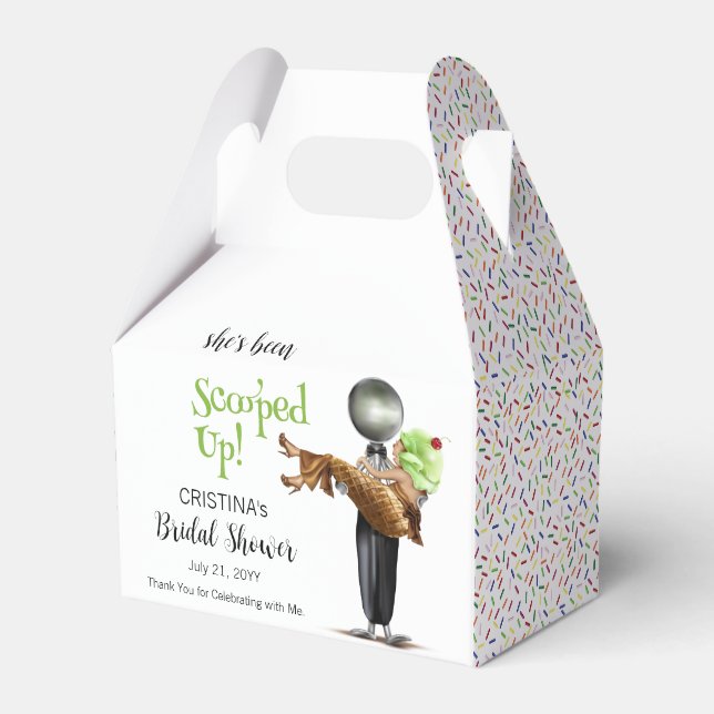 She's Been Scooped Up Pistachio Ice cream Bridal Favor Box (Front Side)