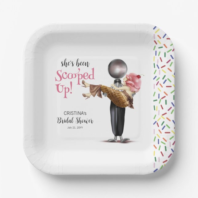 She's Been Scooped Up Strawberry Ice Cream  Paper Plate (Front)