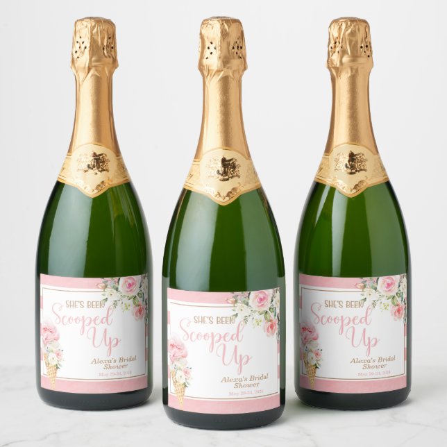 She's Been Scooped Up (Stripe) Custom Sparkling Wine Label (Bottles)