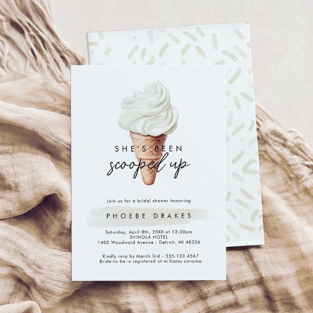 She's Been Scooped Up Vanilla Bridal Shower Invitation (Creator Uploaded)