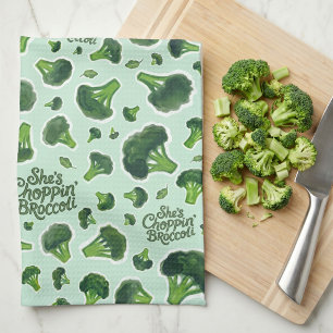 She's Choppin' Broccoli Gen X Humour Novelty Kitchen Towel