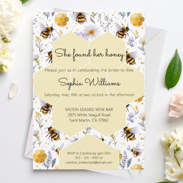 She's Found Her Honey Bees Floral Bridal Shower Invitation (Creator Uploaded)