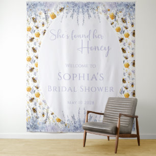She's Found Her Honey Bridal Shower Backdrop Tapestry