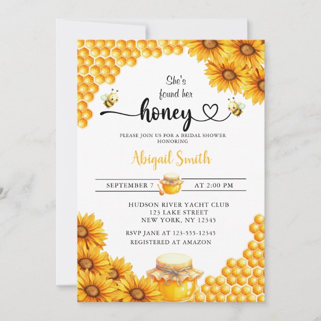 SHE'S FOUND HER HONEY BRIDAL SHOWER Invitation (Front)