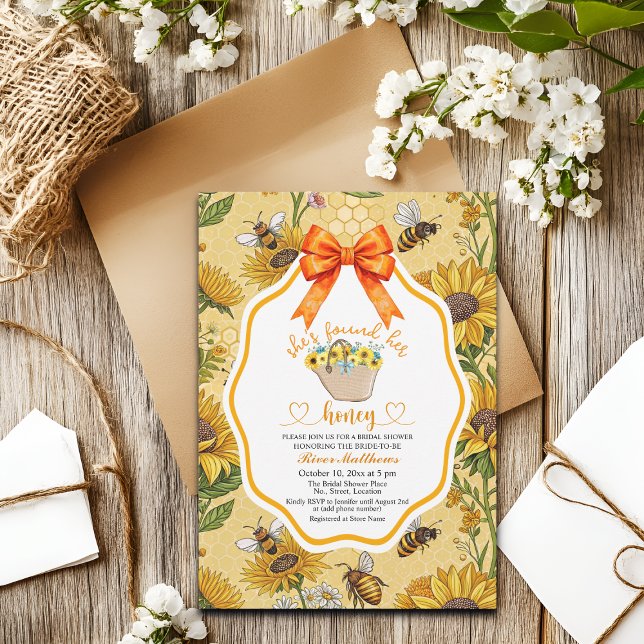 Shes Found Her Honey Bridal Shower Invitation (Creator Uploaded)