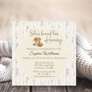 She's found her honey gold stripes bridal shower invitation