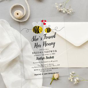 She's Found Her Honey Modern Bee Bridal Shower Acrylic Invitations