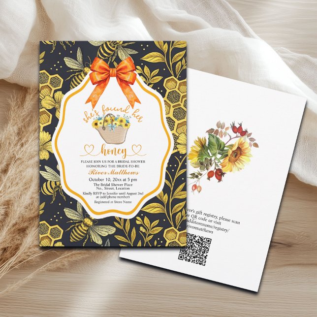 Shes Found Her Honey QR Code Bridal Shower Invitation (Creator Uploaded)