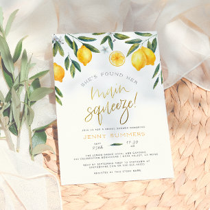 She's Found Her Main Squeeze Lemon Bridal Shower Invitation
