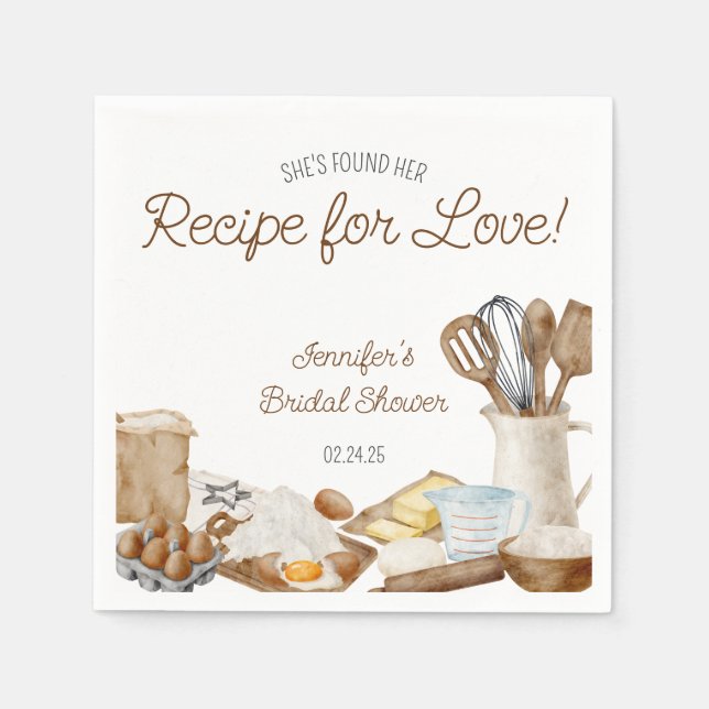 She's Found her Recipe for Love! Bridal Shower Napkin (Front)