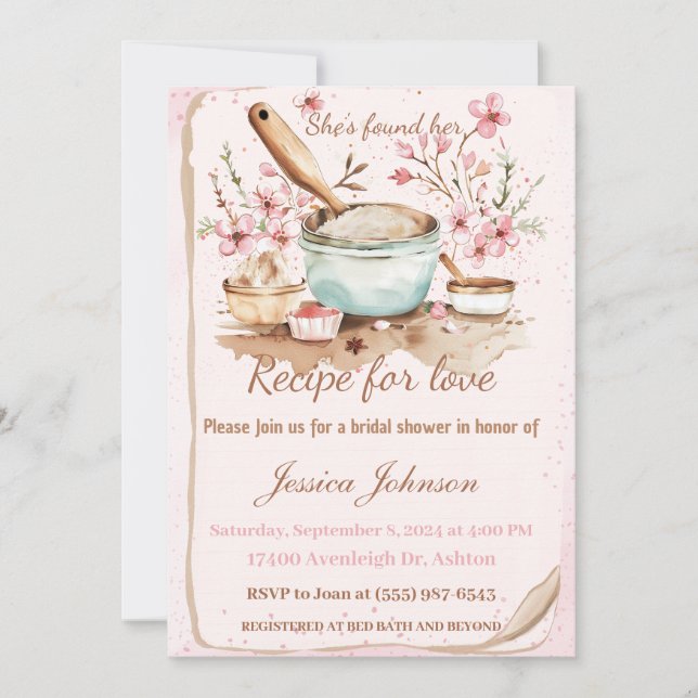 she's found her recipe, kitchen bridal shower invi invitation (Front)